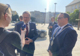 Petr Fiala v Ostravě s primátorem Janem Dohnalem